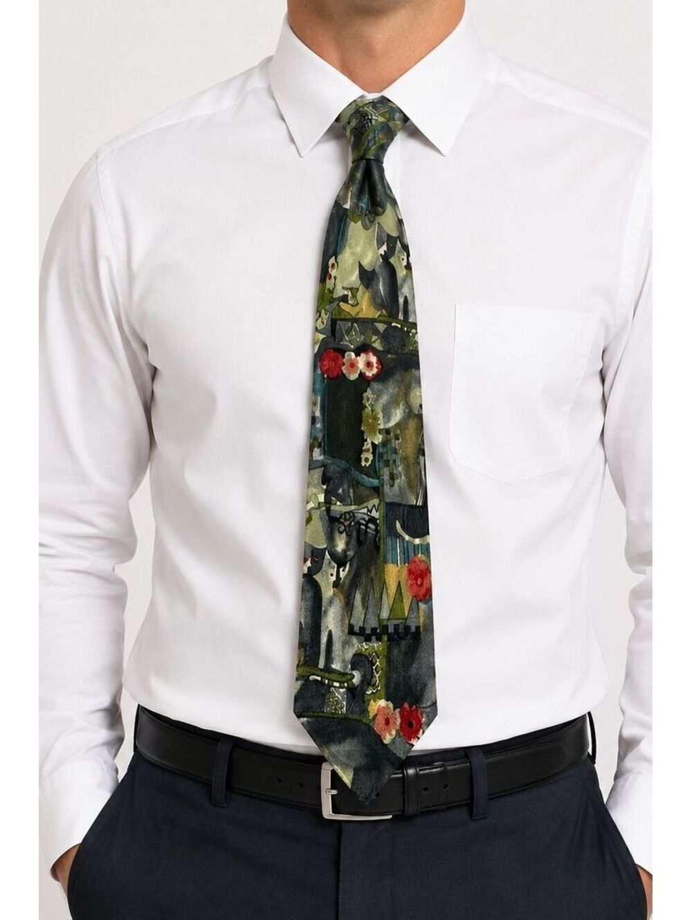 Vintage 1990s Ermenegildo Zegna 100% Silk Made in Italy Abstract Floral Necktie